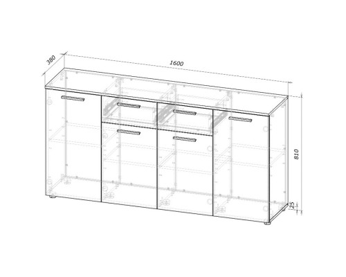 Комод "Ран" 4Д2Ш (160 см)-00-00013727